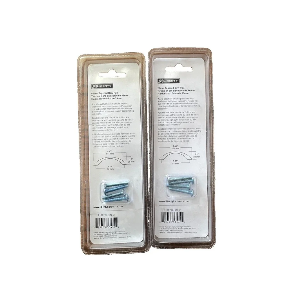 Liberty 96mm Tapered Drawer Bow Pull Satin Nickel 2 Pack Lot Of 2